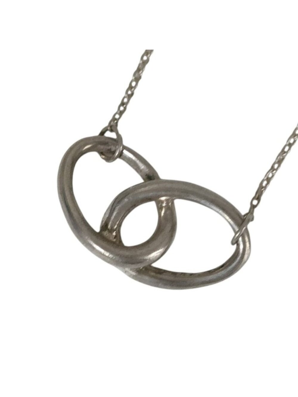 Tiffany & Co Elsa Peretti Double Loop Chain Pendant 925 Sterling Silver